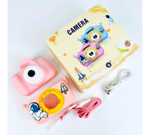 Фотокамера дитяча PRC HD dual Астронавт рожева