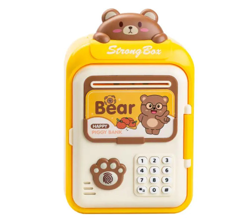 Скарбничка-сейф дитяча Bear з кодовим замком та відбитком пальця, жовтий Скарбничка-сейф дитяча Bear з кодовим замком та відбитком пальця, жовтий