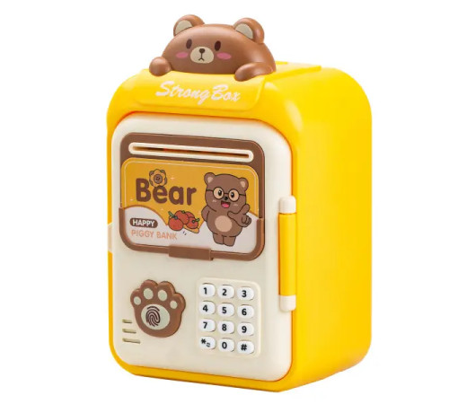 Скарбничка-сейф дитяча Bear з кодовим замком та відбитком пальця, жовтий Скарбничка-сейф дитяча Bear з кодовим замком та відбитком пальця, жовтий