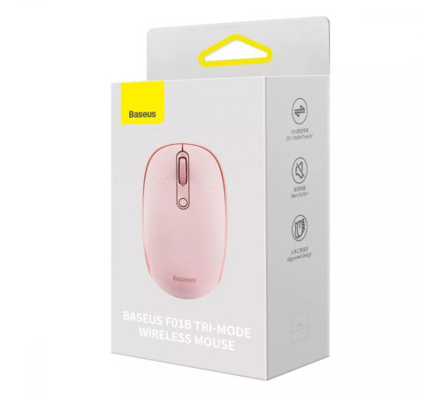 Миша бездротова Baseus F01B Tri-Mode рожева