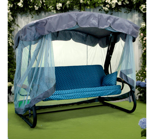 Садова гойдалка GreenGard "Чорна перлина", сіро-синя