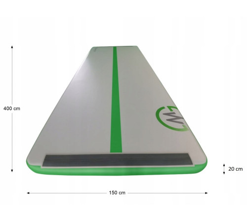 Мат гімнастичний надувний MASTER 400 x 150 x 20 cм, сіро-зелений