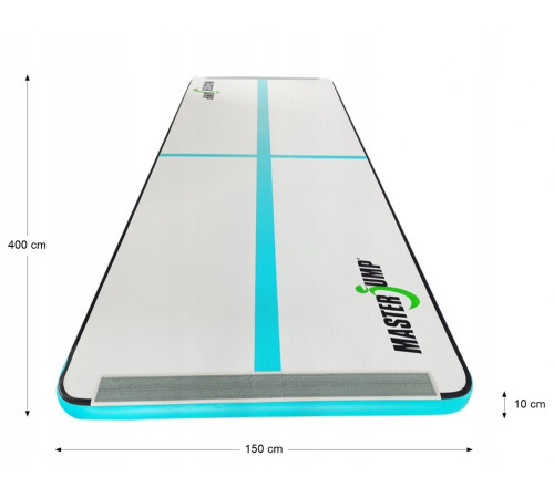 Мат гімнастичний надувний MASTER S-Pro 400 x 150 x 10 см, сіро-синій