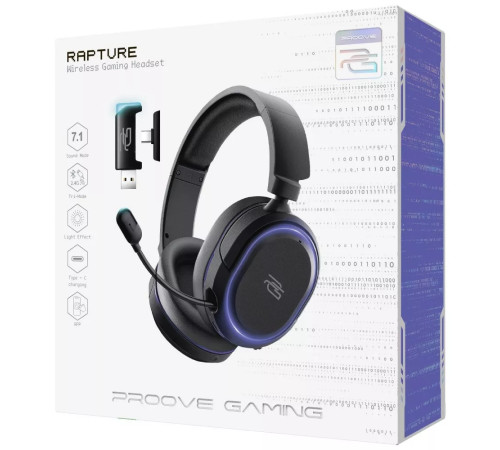 Навушники ігрові бездротові Proove Gaming Rapture APP чорні