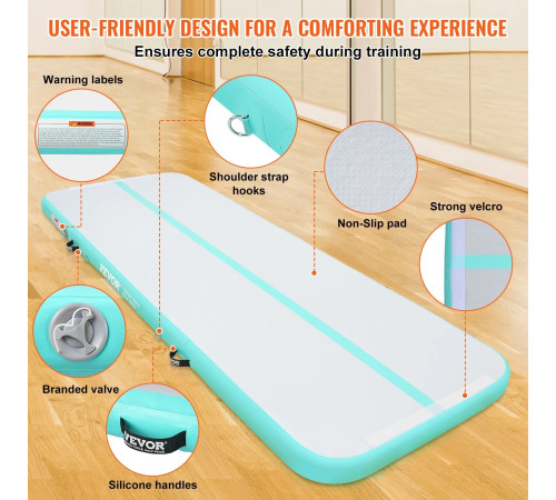 Килимок надувний VEVOR 300 x 101 x 10 см, біло-м'ятний