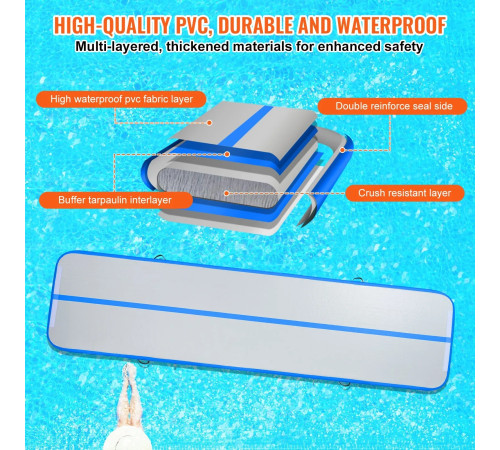 Килимок надувний VEVOR 398 x 101 x 10 см, біло-синій