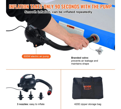 Килимок надувний VEVOR 398 x 101 x 10 см, біло-синій