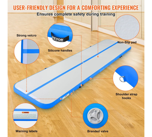 Килимок надувний VEVOR 398 x 101 x 10 см, біло-синій