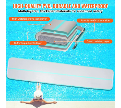 Килимок надувний VEVOR 498 x 101 x 10 см, біло-м'ятний
