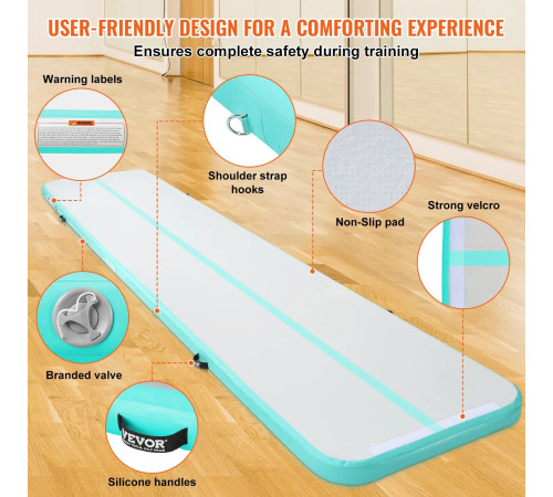 Килимок надувний VEVOR 498 x 101 x 10 см, біло-м'ятний