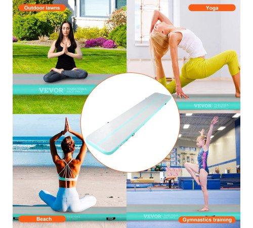 Килимок надувний VEVOR 498 x 101 x 10 см, біло-м'ятний
