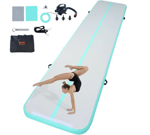 Килимок надувний VEVOR 498 x 101 x 10 см, біло-м'ятний