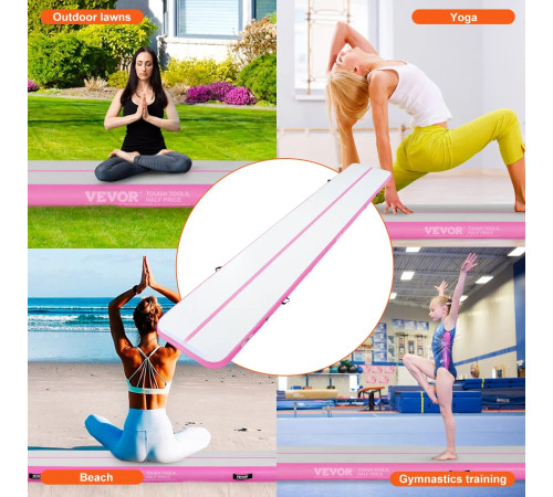 Килимок надувний VEVOR 598 x 101 x 10 см, біло-рожевий