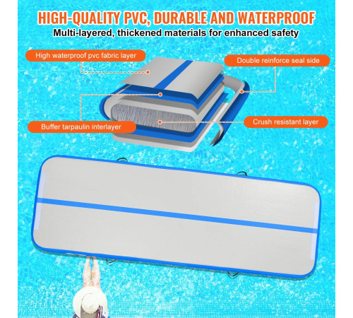 Килимок надувний VEVOR 300 x 101 x 10 см, біло-синій