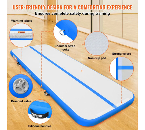 Килимок надувний VEVOR 300 x 101 x 10 см, біло-синій