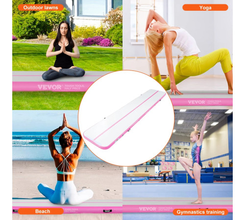 Килимок надувний VEVOR 498 x 101 x 10 см, біло-рожевий