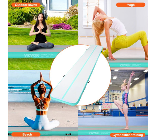 Килимок надувний VEVOR 598 x 101 x 10 см, біло-м'ятний