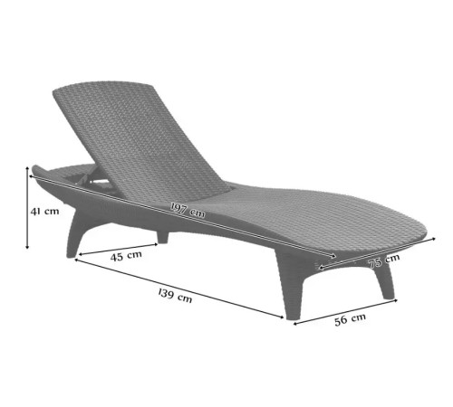 Шезлонг Keter Pacific, 197 х 75 х 40 см - графіт