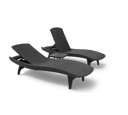 Коплект шезлонгів зі столиком Keter Pacific, 197 х 75 х 40,4 см - графіт