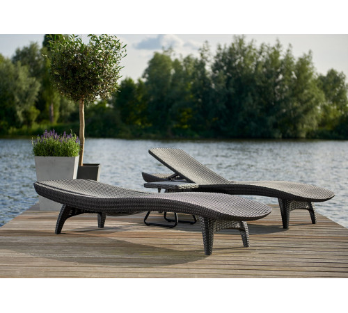 Коплект шезлонгів зі столиком Keter Pacific, 197 х 75 х 40,4 см - графіт