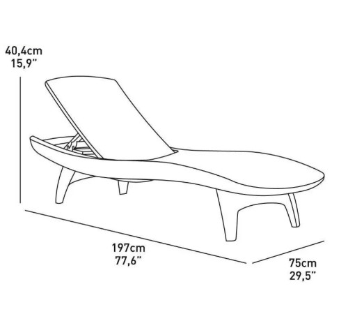 Коплект шезлонгів зі столиком Keter Pacific, 197 х 75 х 40,4 см - капучино