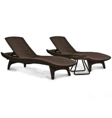 Коплект шезлонгів зі столиком Keter Pacific, 197 х 75 х 40,4 см - коричневий