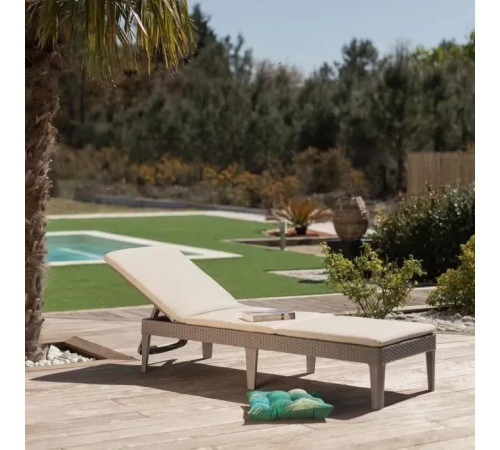 Шезлонг Keter Jaipur з матрацом, 187,5 х 58,2 х 29 см - капучино