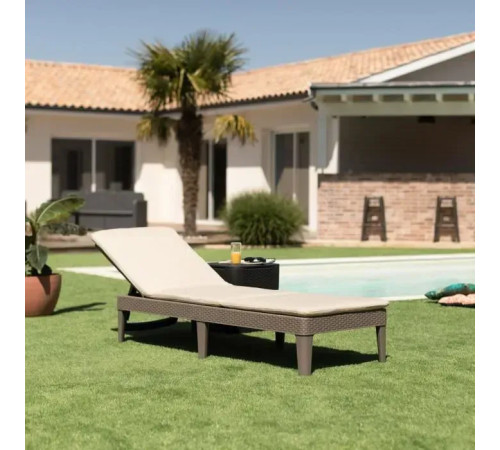 Шезлонг Keter Jaipur з матрацом, 187,5 х 58,2 х 29 см - капучино