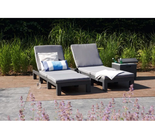 Шезлонг Keter Daytona Deluxe з матрацом, 195 х 65 х 25,5 см - графіт