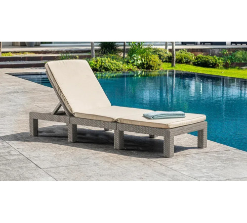 Шезлонг Keter Daytona Deluxe з матрацом, 195 х 65 х 25,5 см - капучино