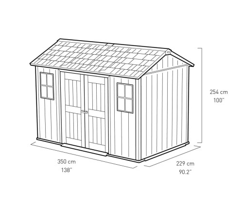 Будиночок садовий Keter OAKLAND 1175 SD 350 х 229 х 254 см, коричнево-сірий