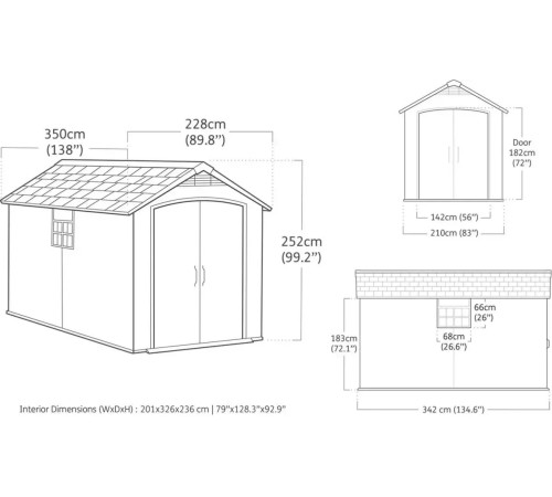 Будиночок садовий Keter Premier 7511 228 х 350 х 252 см, сірий