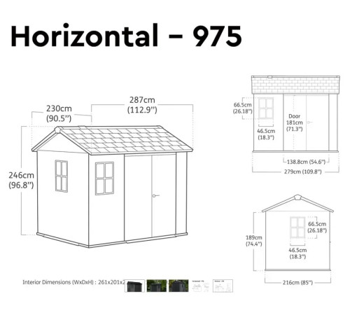 Будиночок садовий Keter Newton Plus 230 х 287 х 246 см, сірий