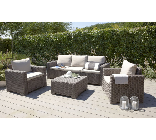 Диван садовий Keter California 3-місний з подушками, капучино