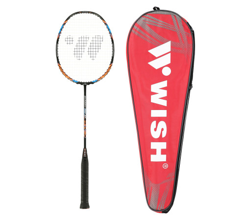 Ракетка для бадмінтону WISH CARBON PRO 67, чорно-оранжева