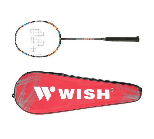 Ракетка для бадмінтону WISH CARBON PRO 67, чорно-оранжева