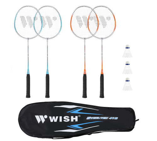 Ракетки для бадмінтону WISH STEELTEC 416, блакитно-оранжеві