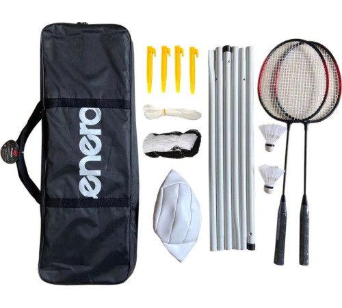 Набір для бадмінтону та волейболу Enero 6-в-1, чорно-червоний