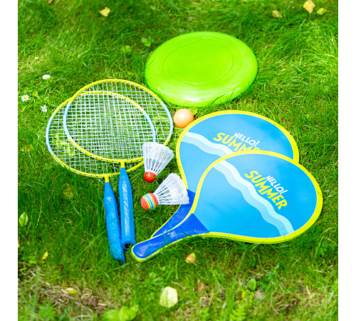 Набір для бадбінтону та тенісу з фрисбі NILS NRZ053, блакитно-зелений