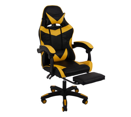 Ігрове крісло Bonro B-810 TPF чорно-жовте + підставка для ніг